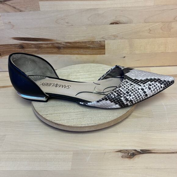 Sam & Libby Faux Snakeskin Brown Silver Flats Women’s 8.5 - Picture 1 of 8